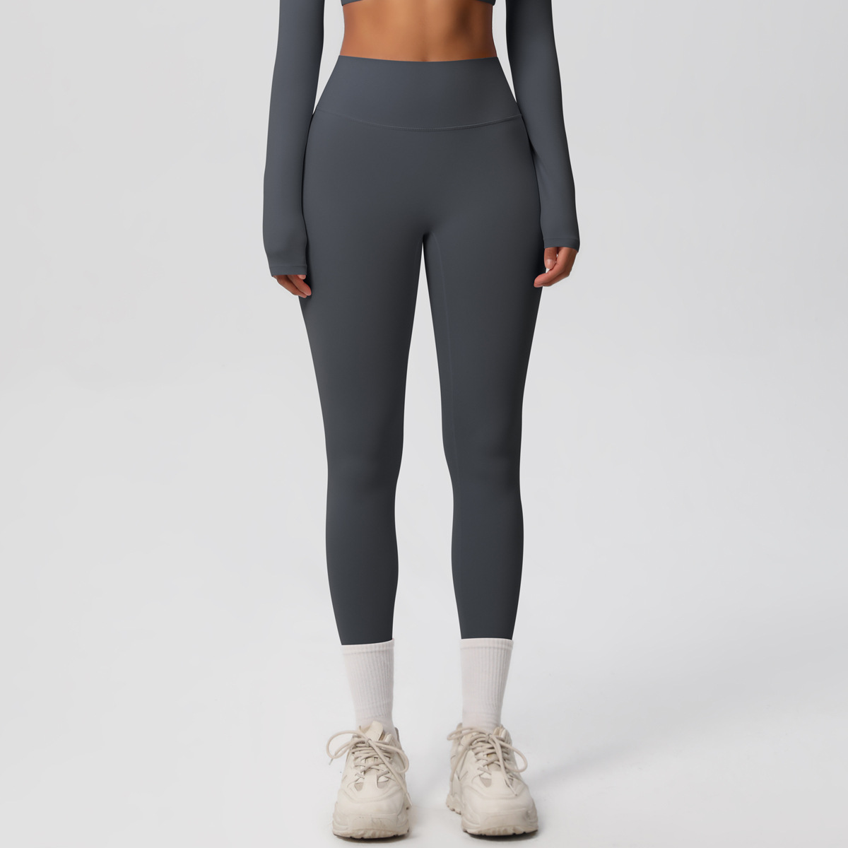 Women High Waist Double Sided Brushed Nude Soft 9/10 Length Yoga Leggings 15 Colors, 80% Nylon 20% Spandex Tummy Control Slim Running Fitness Pants, YFYS7100