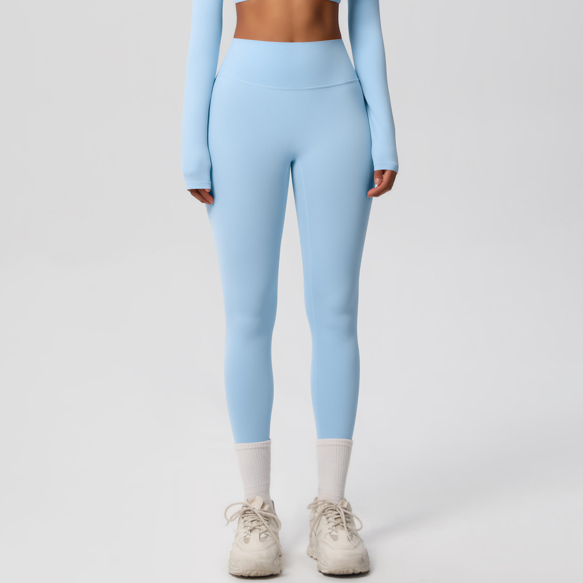 Women High Waist Double Sided Brushed Nude Soft 9/10 Length Yoga Leggings 15 Colors, 80% Nylon 20% Spandex Tummy Control Slim Running Fitness Pants, YFYS7100