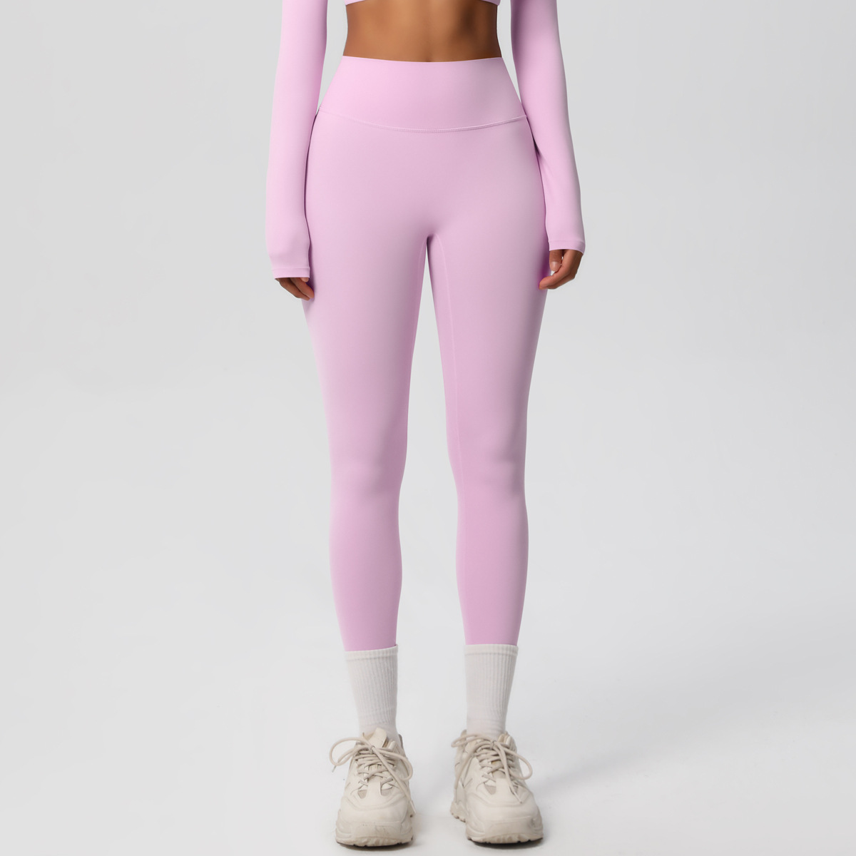 Women High Waist Double Sided Brushed Nude Soft 9/10 Length Yoga Leggings 15 Colors, 80% Nylon 20% Spandex Tummy Control Slim Running Fitness Pants, YFYS7100