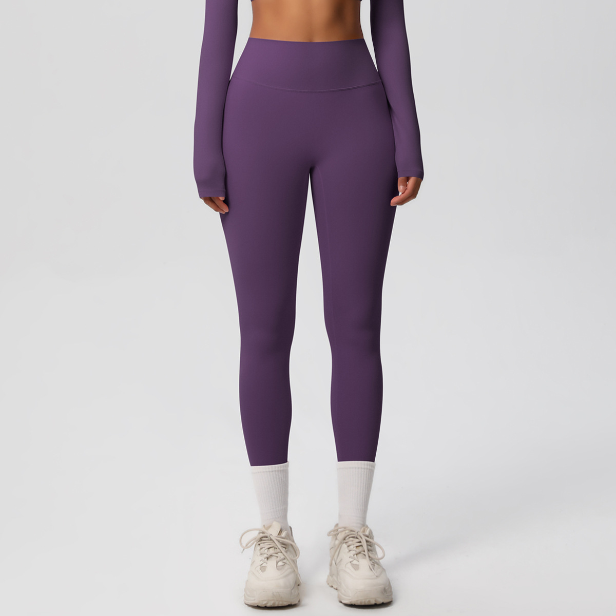 Women High Waist Double Sided Brushed Nude Soft 9/10 Length Yoga Leggings 15 Colors, 80% Nylon 20% Spandex Tummy Control Slim Running Fitness Pants, YFYS7100