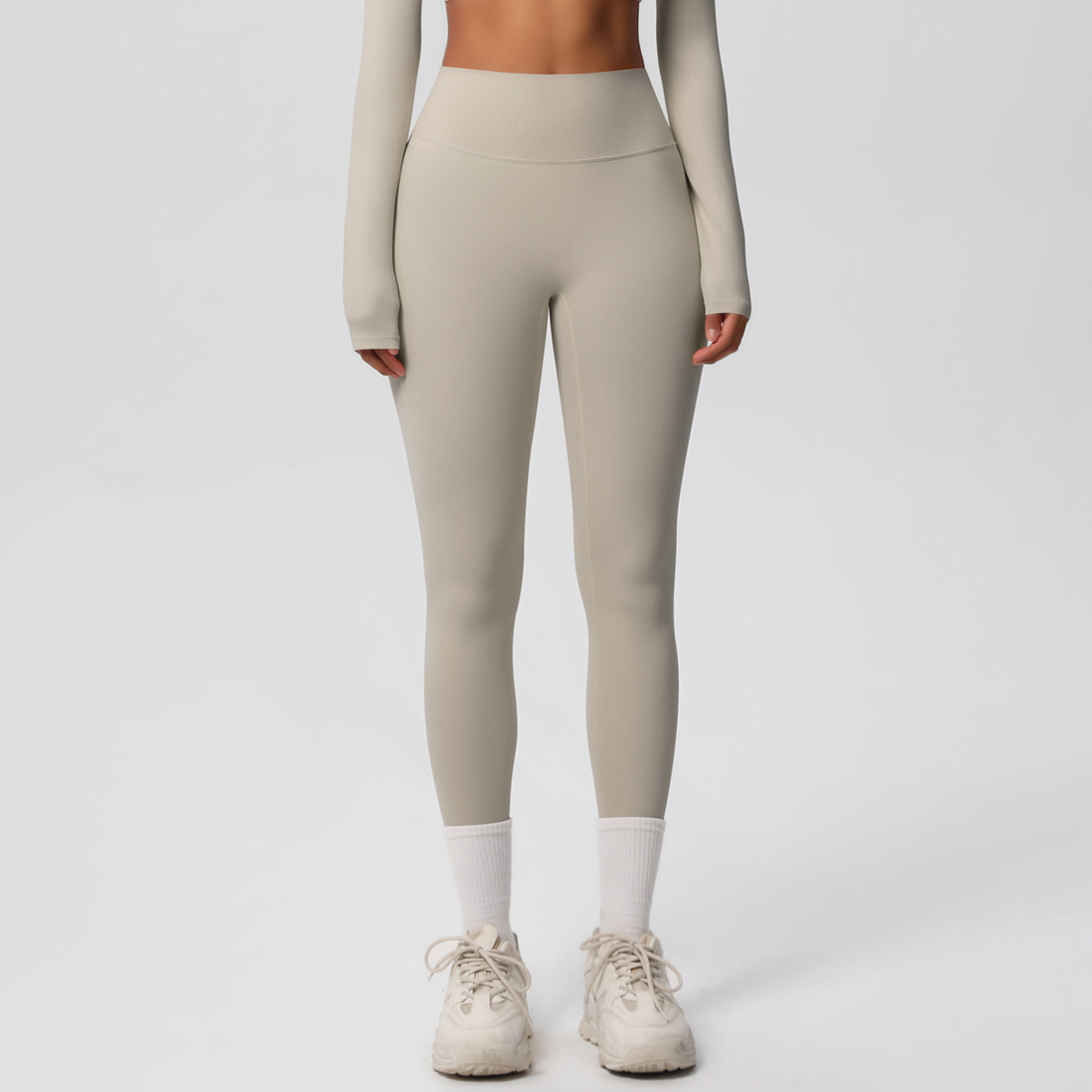 Women High Waist Double Sided Brushed Nude Soft 9/10 Length Yoga Leggings 15 Colors, 80% Nylon 20% Spandex Tummy Control Slim Running Fitness Pants, YFYS7100