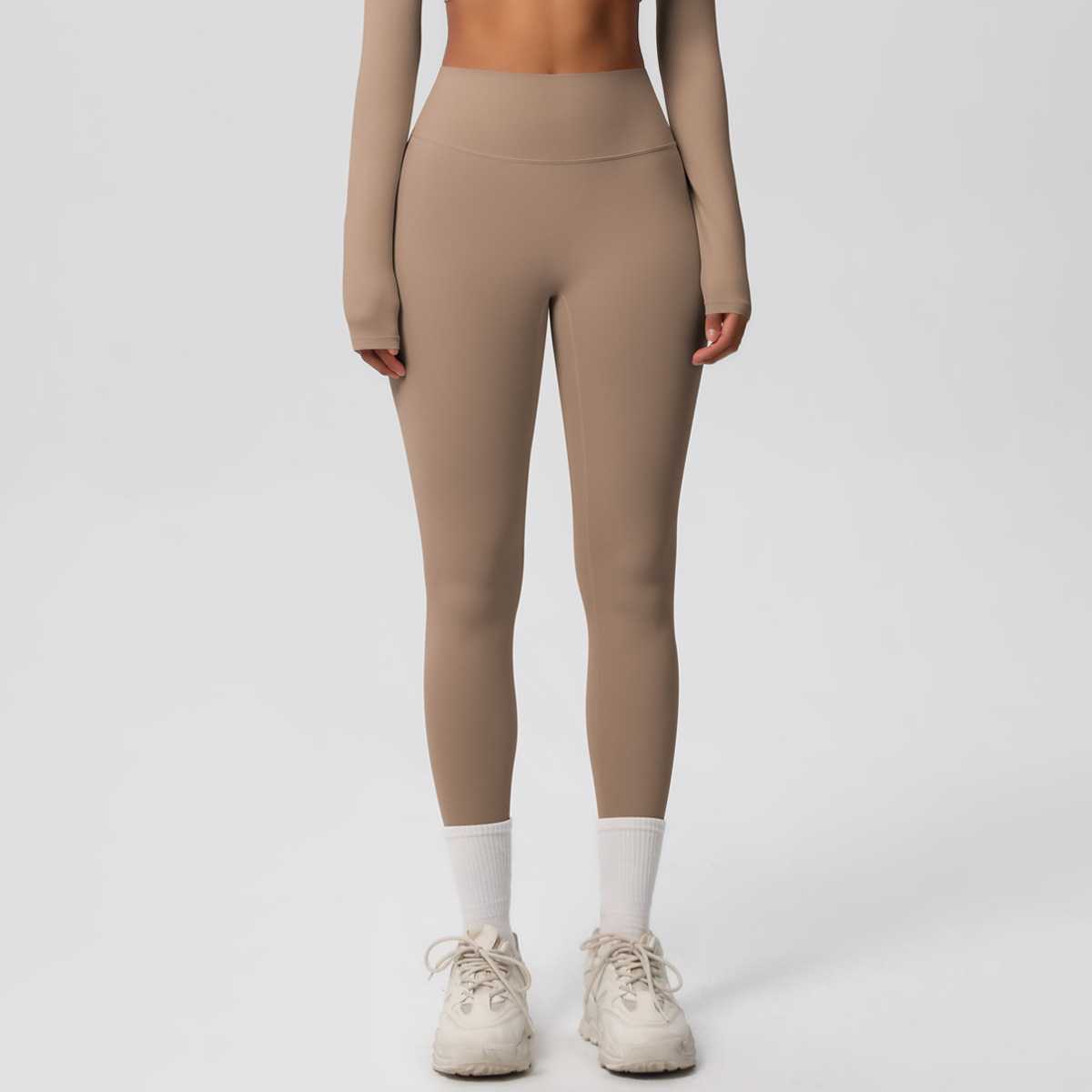 Women High Waist Double Sided Brushed Nude Soft 9/10 Length Yoga Leggings 15 Colors, 80% Nylon 20% Spandex Tummy Control Slim Running Fitness Pants, YFYS7100