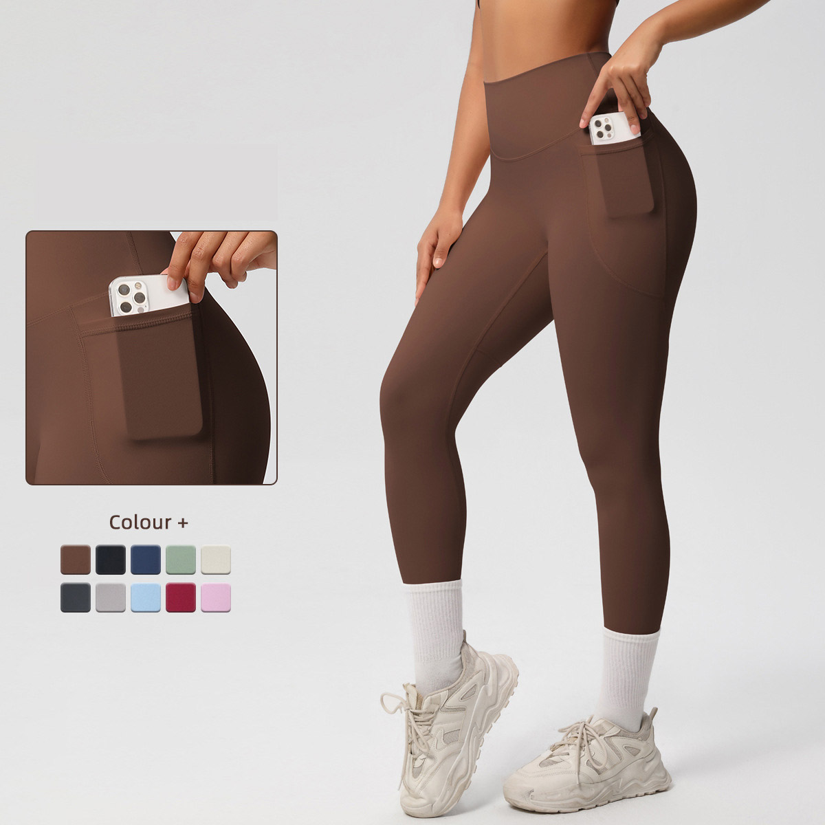 Women High Waist Side Pocket Double Side