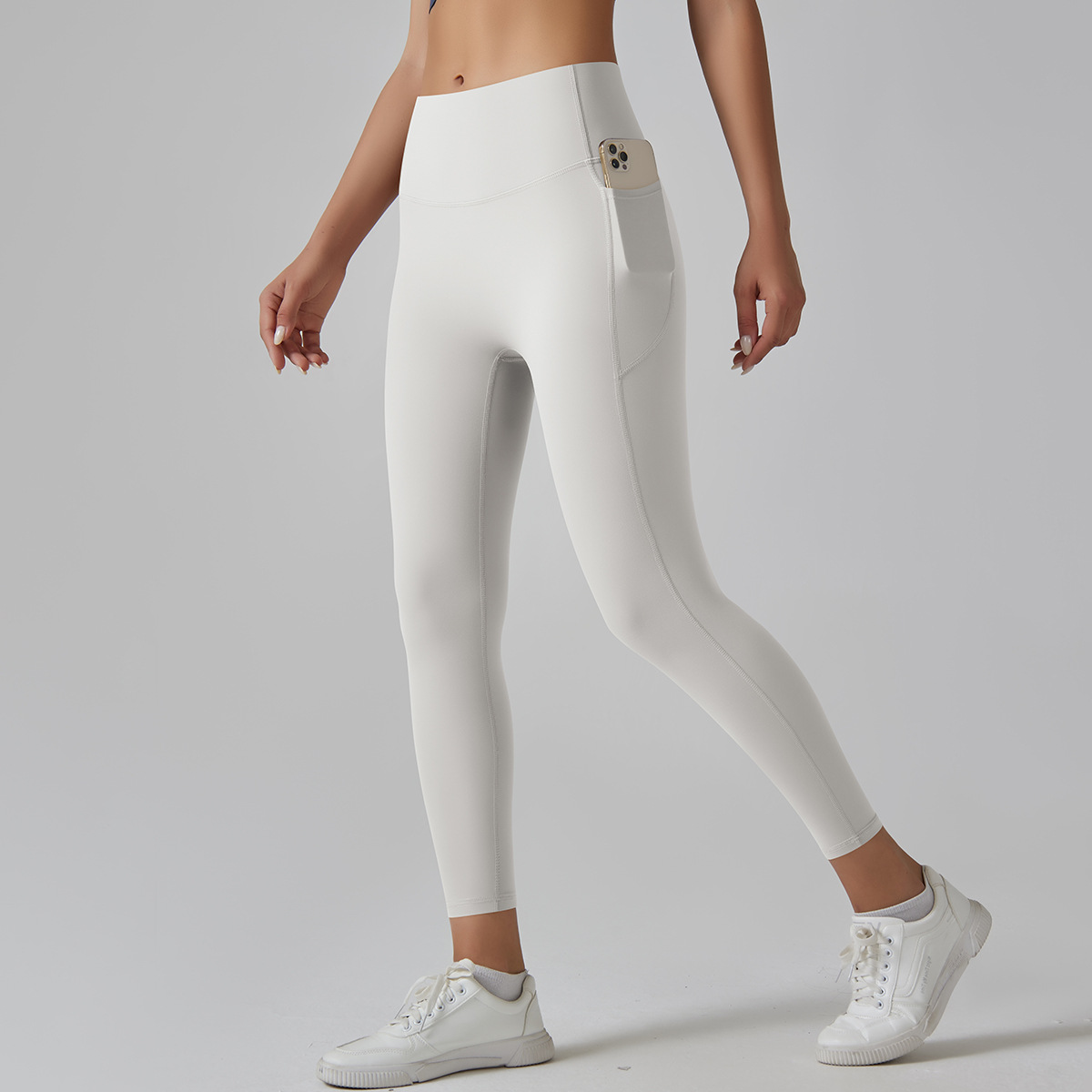 Medium Support Gym Leggings 10 Colors, High Rise Anti Roll Seamless Crotch Side Pocket Slim Fit Athletic Training Pants, YFYS6647