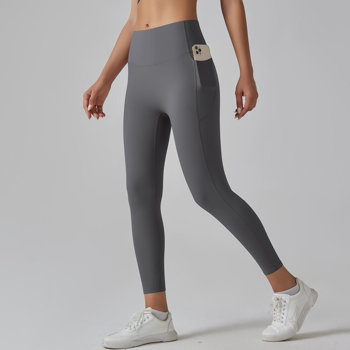 Medium Support Gym Leggings 10 Colors, High Rise Anti Roll Seamless Crotch Side Pocket Slim Fit Athletic Training Pants, YFYS6647