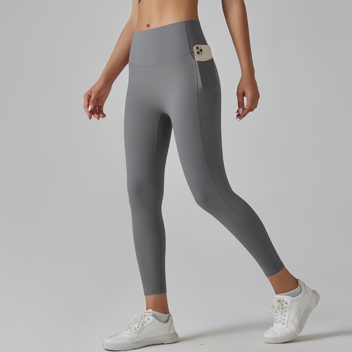 Medium Support Gym Leggings 10 Colors, High Rise Anti Roll Seamless Crotch Side Pocket Slim Fit Athletic Training Pants, YFYS6647