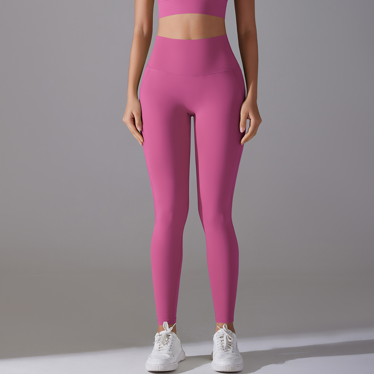 Women High Waist Seamless Crotch 7A Antibacterial Liner Nude Soft 9/10 Yoga Leggings 14 Colors, 80% Nylon 20% Spandex Tummy Control Slim Running Fitness Pants, YFYS7053