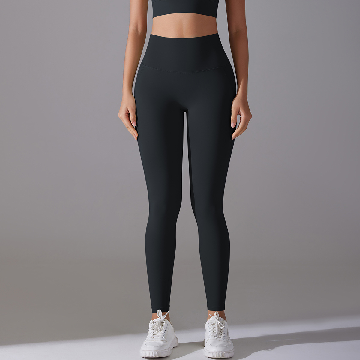 Women High Waist Seamless Crotch 7A Antibacterial Liner Nude Soft 9/10 Yoga Leggings 14 Colors, 80% Nylon 20% Spandex Tummy Control Slim Running Fitness Pants, YFYS7053