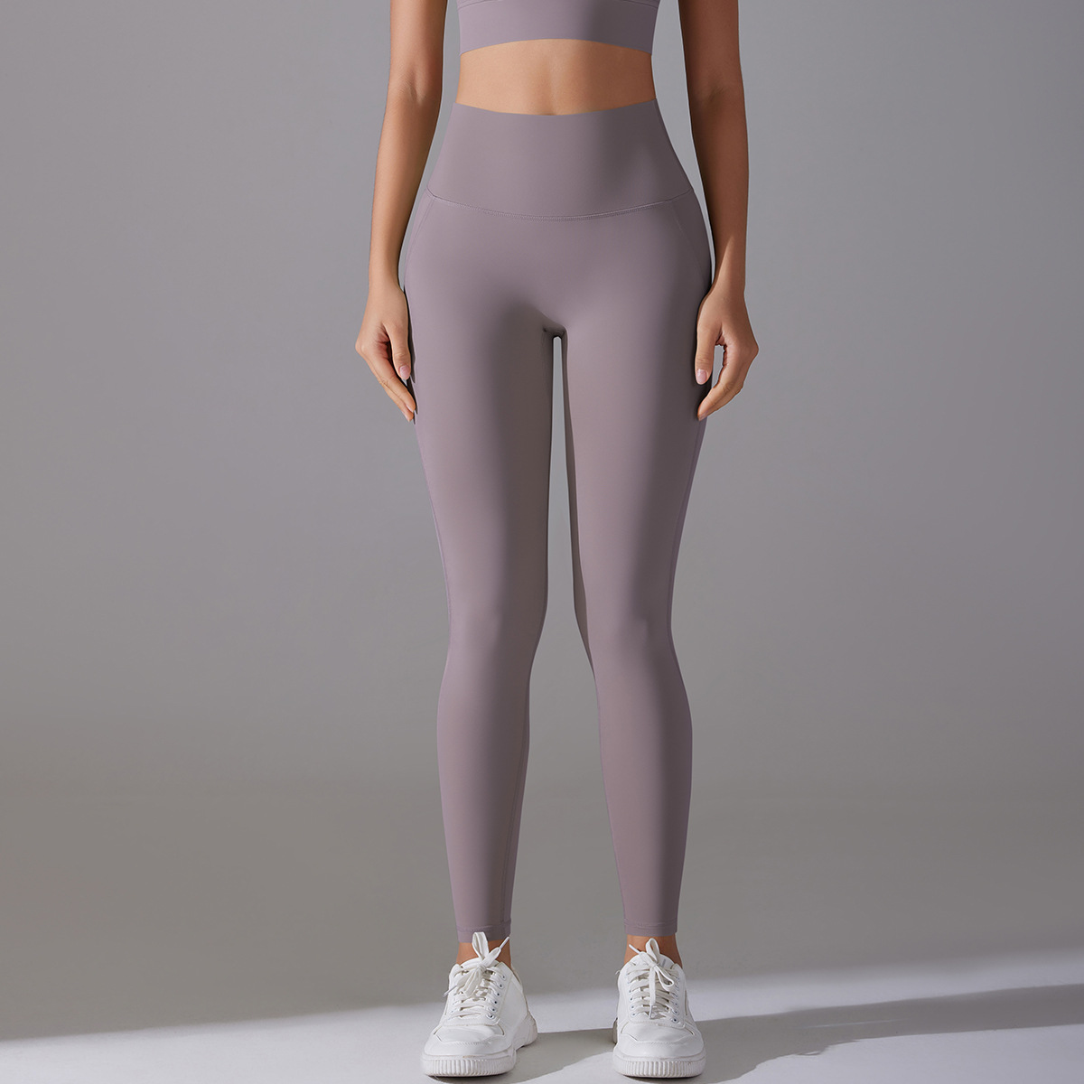 Women High Waist Seamless Crotch 7A Antibacterial Liner Nude Soft 9/10 Yoga Leggings 14 Colors, 80% Nylon 20% Spandex Tummy Control Slim Running Fitness Pants, YFYS7053