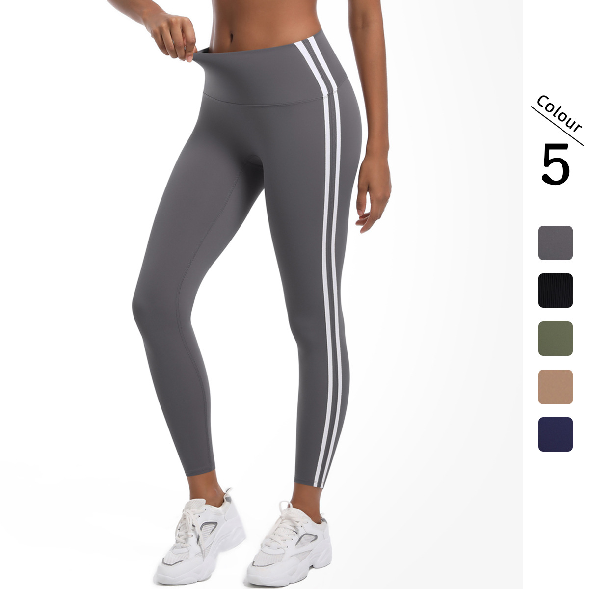 Women High Waist Dual Side White Striped
