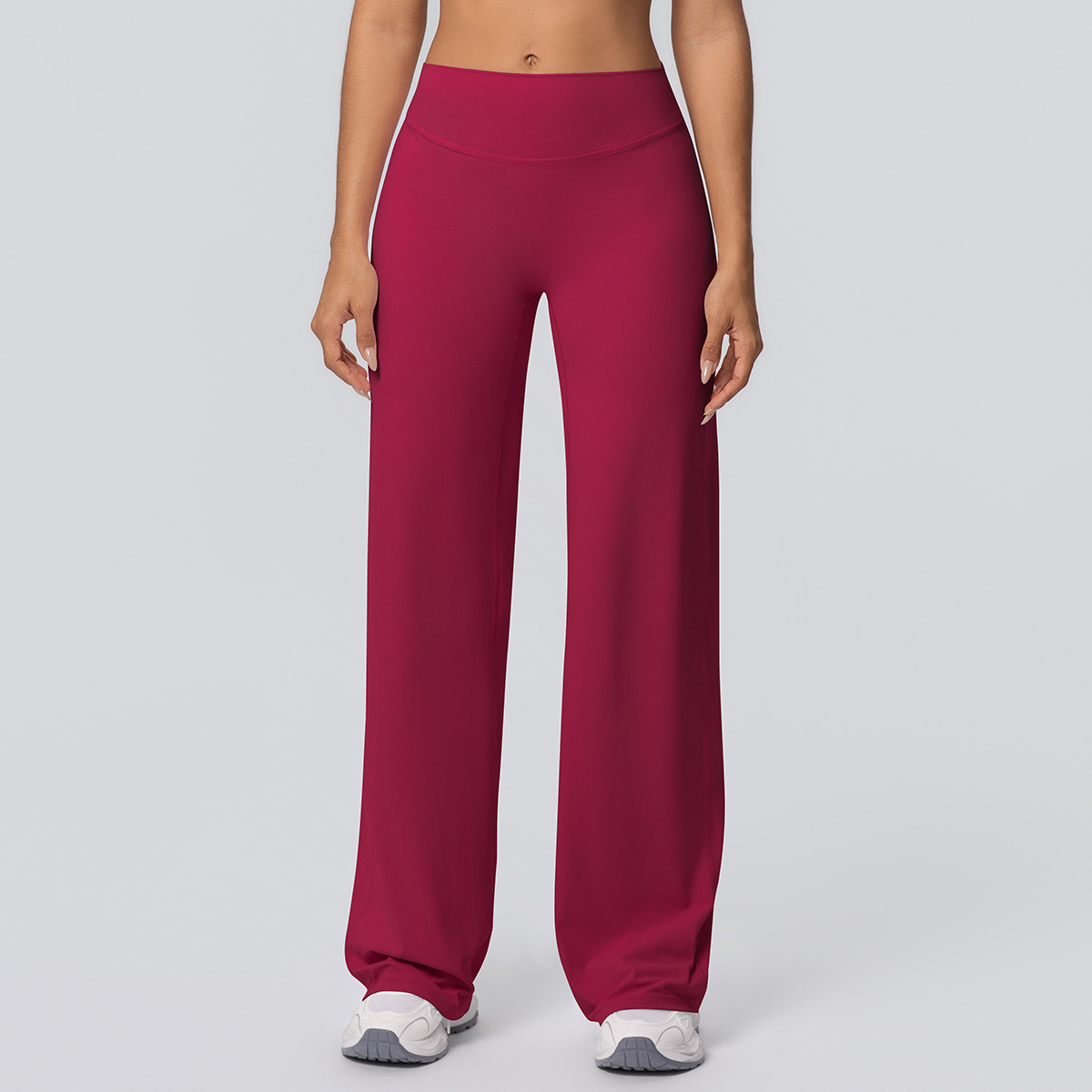 Women High Waist Double Sided Brushed Loose Wide Leg Full Length Yoga Pants 12 Colors, 80% Nylon 20% Spandex Breathable Slim Running Fitness Bell Bottom Pants, YFYS7126