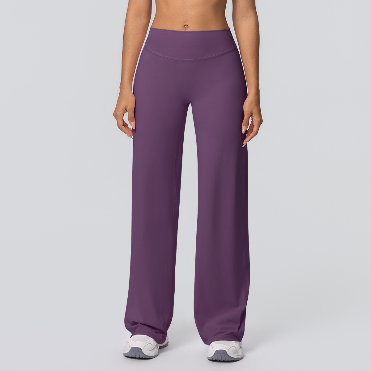 Women High Waist Double Sided Brushed Loose Wide Leg Full Length Yoga Pants 12 Colors, 80% Nylon 20% Spandex Breathable Slim Running Fitness Bell Bottom Pants, YFYS7126
