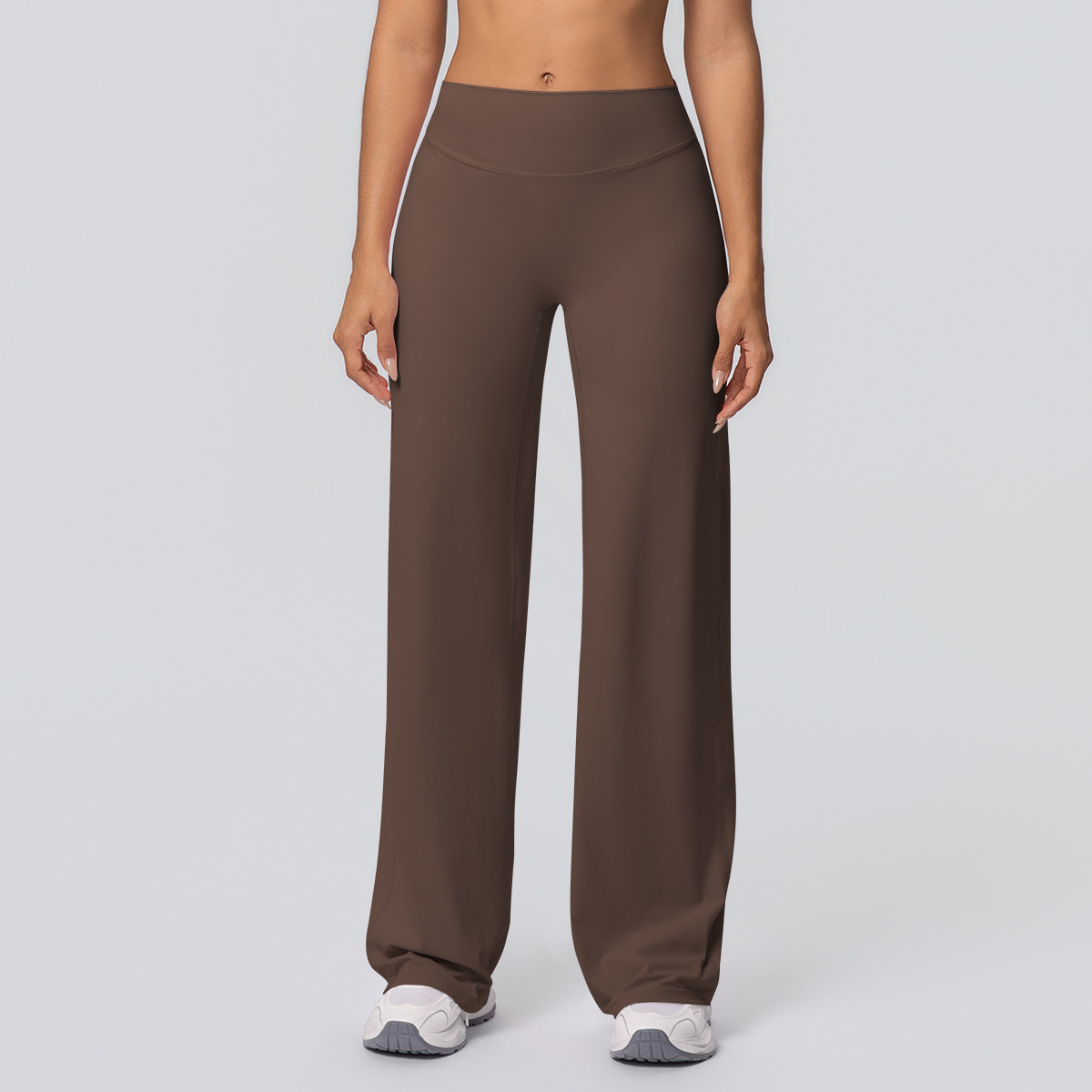 Women High Waist Double Sided Brushed Loose Wide Leg Full Length Yoga Pants 12 Colors, 80% Nylon 20% Spandex Breathable Slim Running Fitness Bell Bottom Pants, YFYS7126
