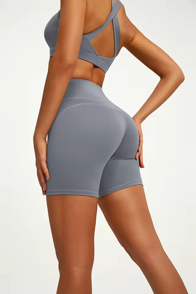 Wholesale Custom Logo 2 PCS Tummy Control Sportswear Set Seamless Cross Back Yoga Tops Scrunch Sports Yoga Pants for Women