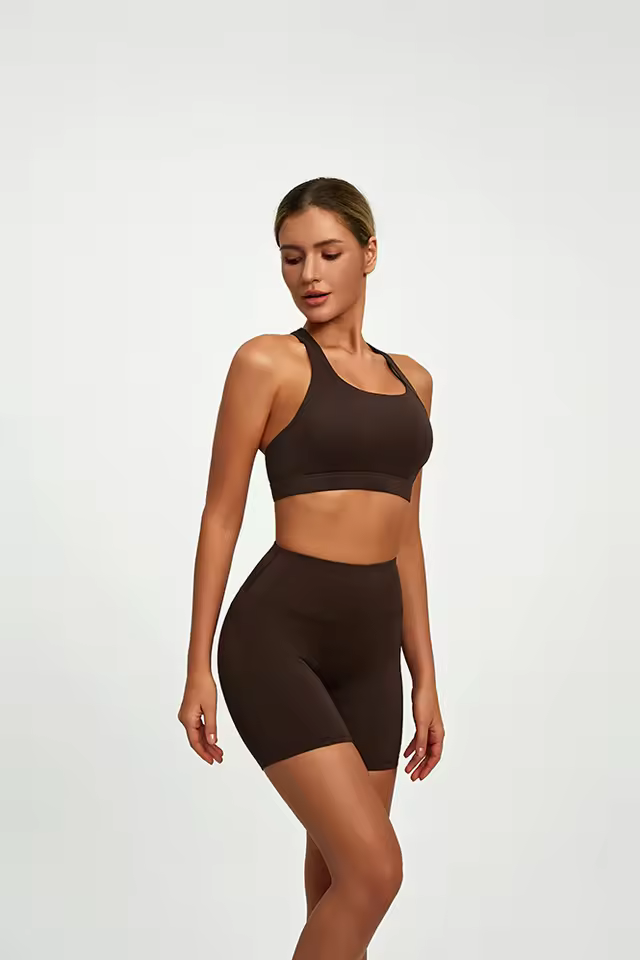 Wholesale Custom Logo 2 PCS Tummy Control Sportswear Set Seamless Cross Back Yoga Tops Scrunch Sport Bra Yoga for Women