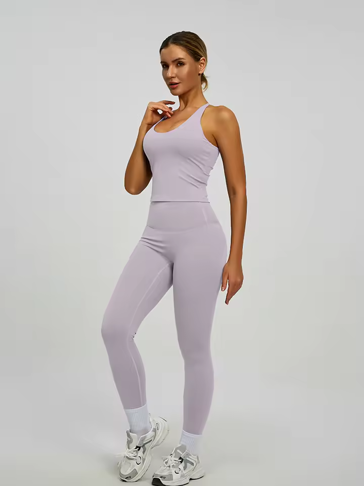Popular Bra and Pants Nylon High Quality Women Two Piece Cross Back Sports Oem Yoga Set Yoga Sports Pants