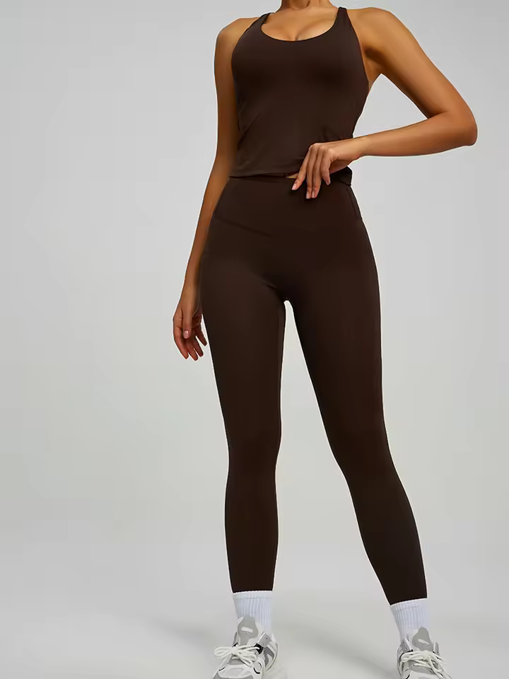 High Quality Sample Women 2-Piece Fitness Yoga Leggings Sets Wear Strapless Sports Bra Yoga Sets with the Flare Yoga Leggings