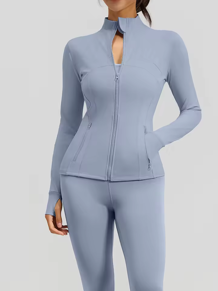 Women's Full Zipper Jacket Sports Wear Butt Lift Flare Leggings Pants 2 Piece Set Yoga Gym Set Custom Logo Print Wholesale