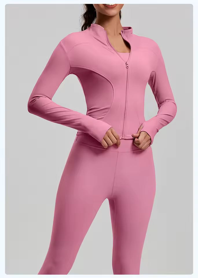 Wholesale Yoga Leggings and Jacket Set Fitness Yoga Top Seamless Breathable Sportswear Outdoor 2-piece Set Yoga Pants and Jacket