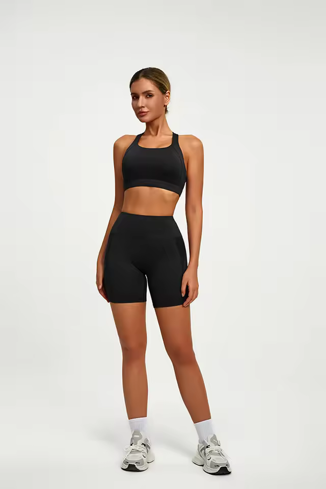 Women's 2-Piece Seamless Yoga Fitness Workout Set for Gym Training High Waist Sports Shorts Bra Sets Workout Running Yoga Set