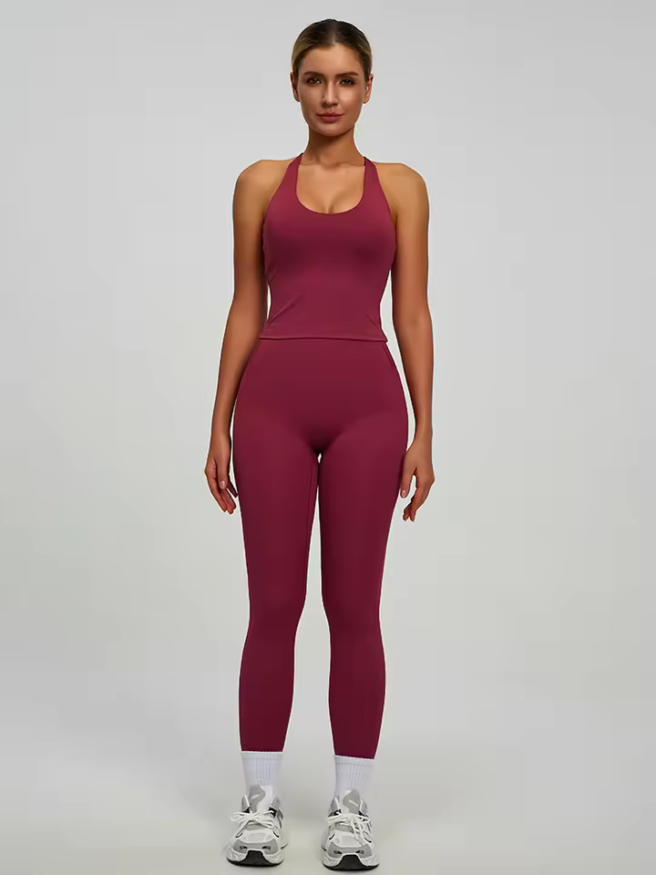 High Quality Sample Women 2-Piece Butt Lift Yoga Leggings Wear Strapless Sports Bra Yoga Sets with the Flare Yoga Leggings