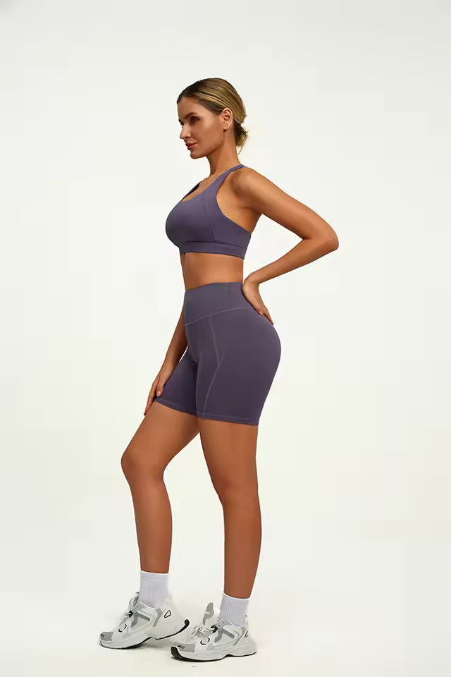 Wholesale Custom Logo 2 PCS Tummy Control Sportswear Set Seamless Cross Back Breathable Yoga Bra for Women